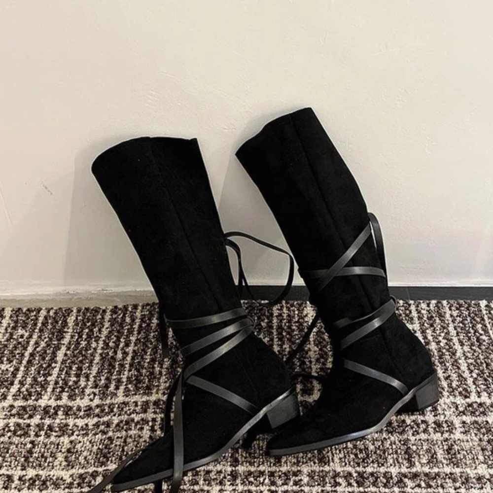 New black strappy western cowboy boots size 40~ 8.5
